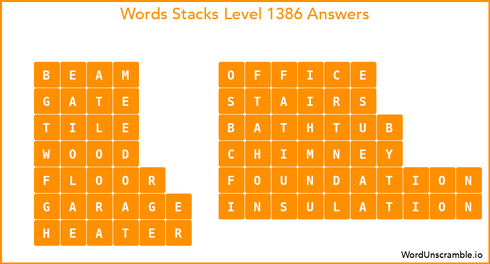 Word Stacks Level 1386 Answers