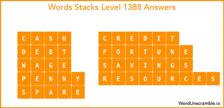 Word Stacks Level 1388 Answers