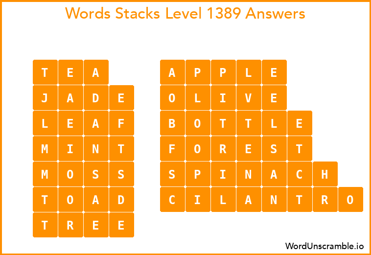 Word Stacks Level 1389 Answers