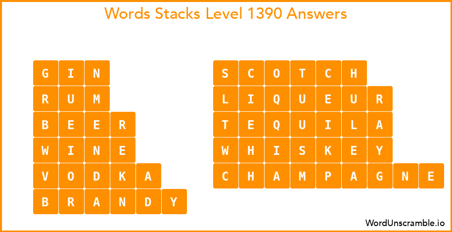 Word Stacks Level 1390 Answers