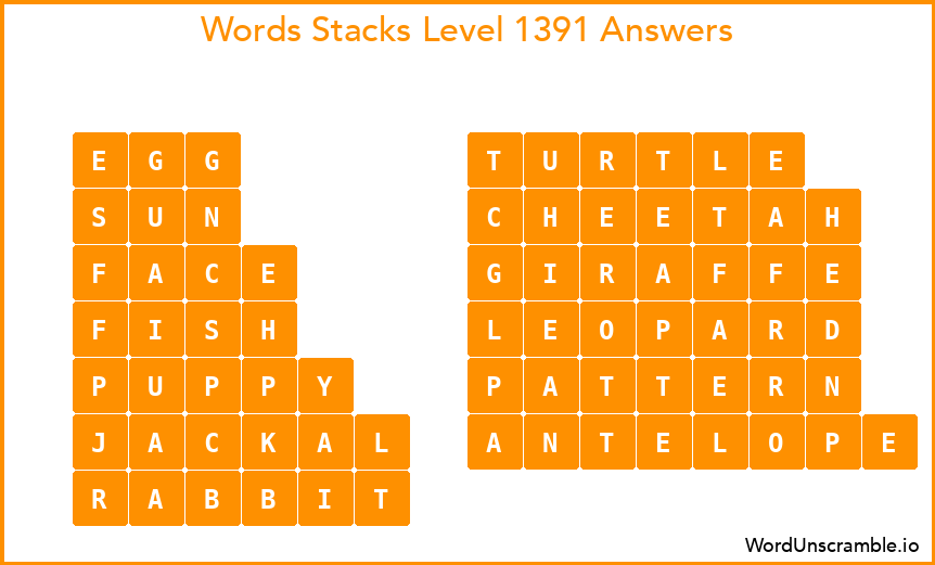 Word Stacks Level 1391 Answers