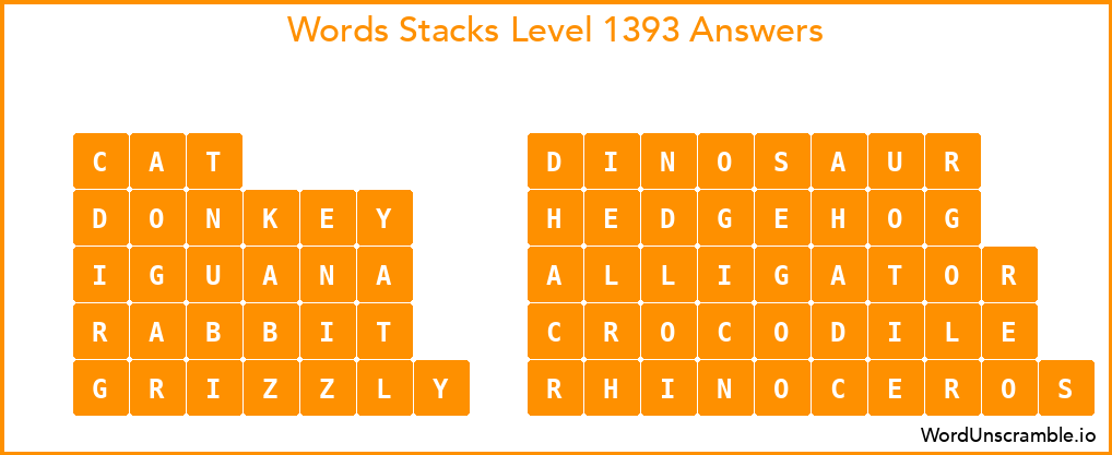 Word Stacks Level 1393 Answers