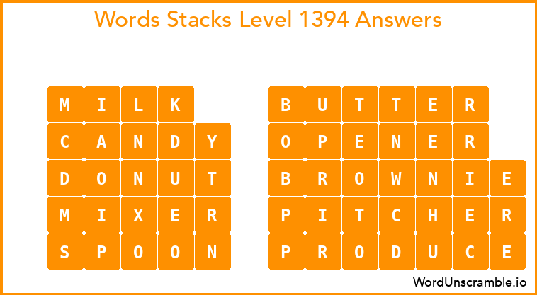 Word Stacks Level 1394 Answers