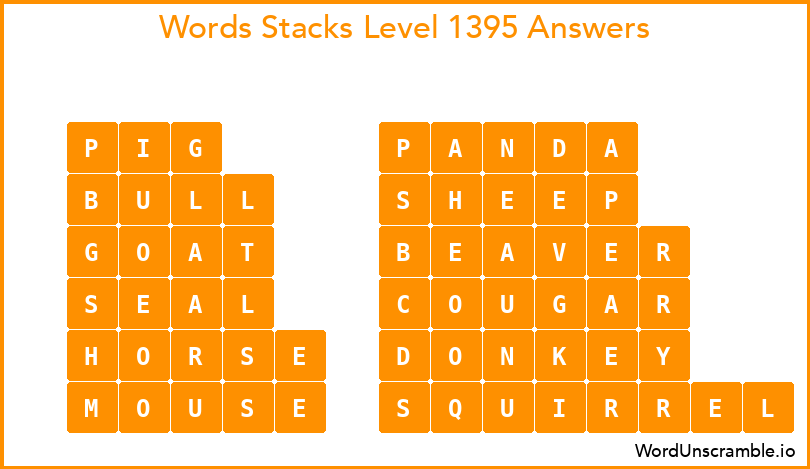 Word Stacks Level 1395 Answers