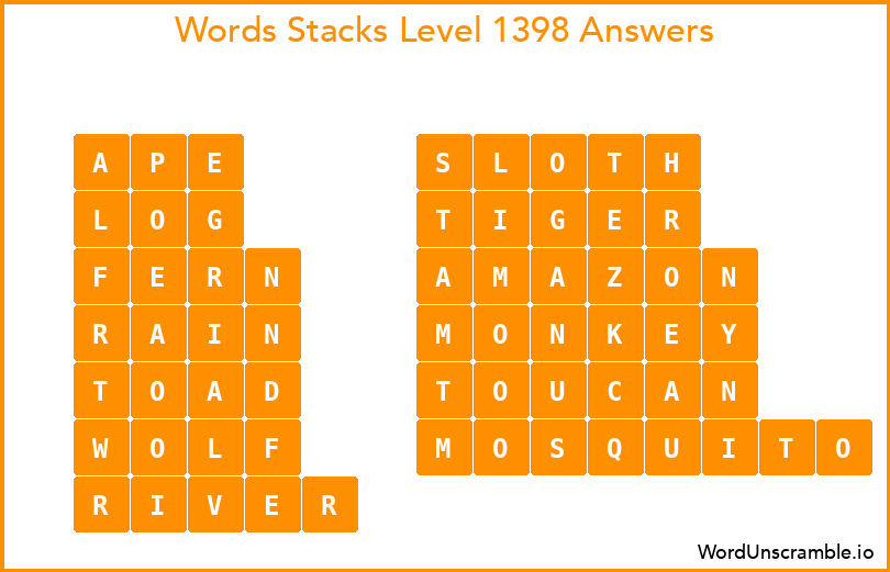 Word Stacks Level 1398 Answers
