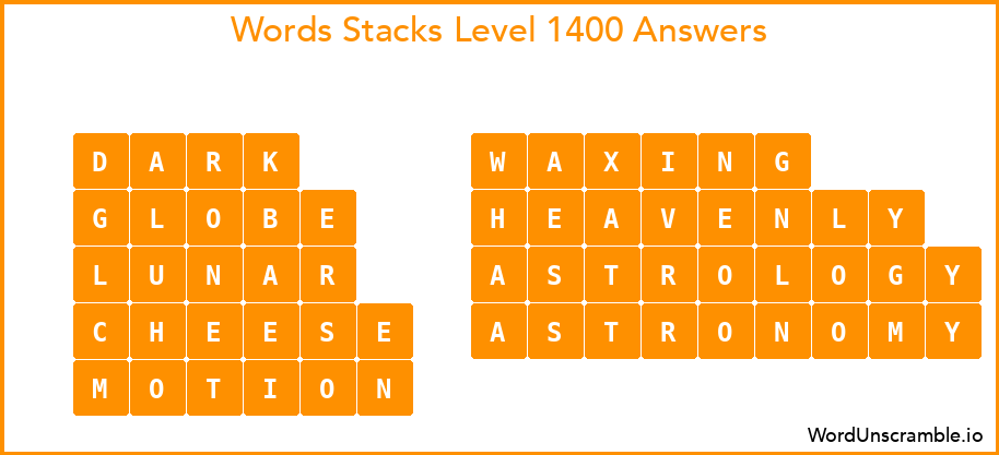 Word Stacks Level 1400 Answers