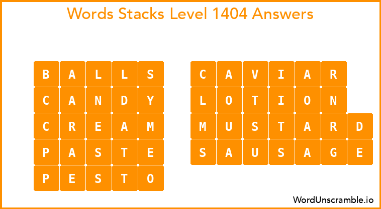 Word Stacks Level 1404 Answers