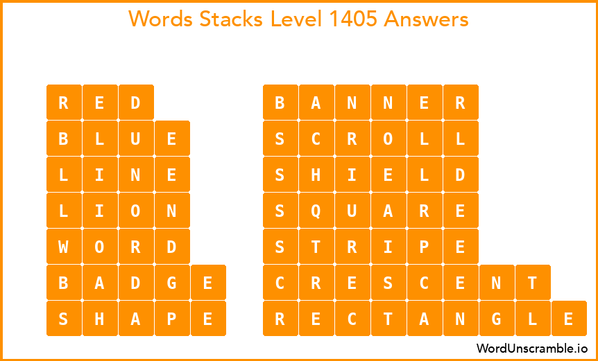 Word Stacks Level 1405 Answers