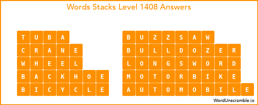 Word Stacks Level 1408 Answers