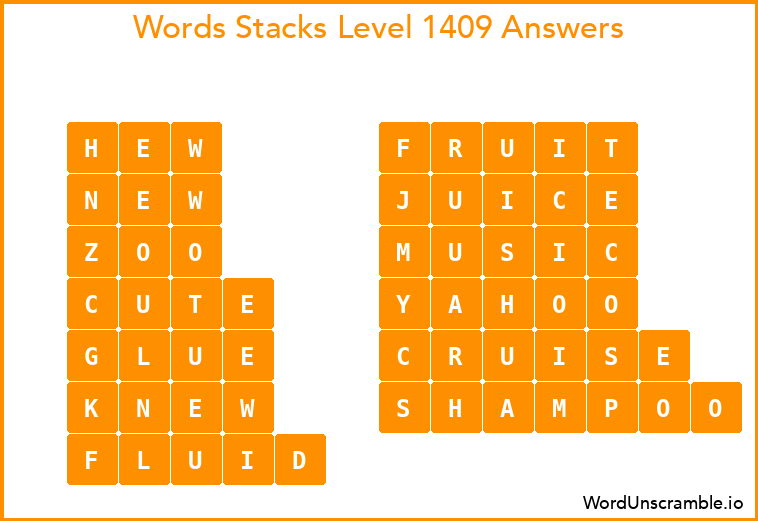 Word Stacks Level 1409 Answers