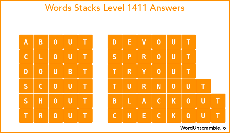 Word Stacks Level 1411 Answers