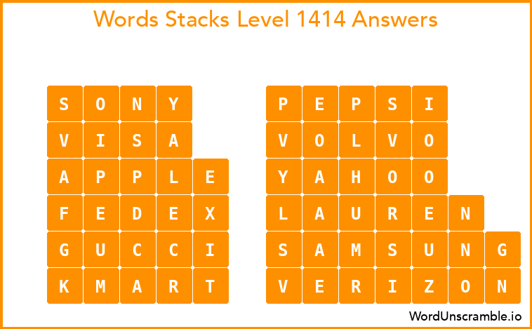 Word Stacks Level 1414 Answers