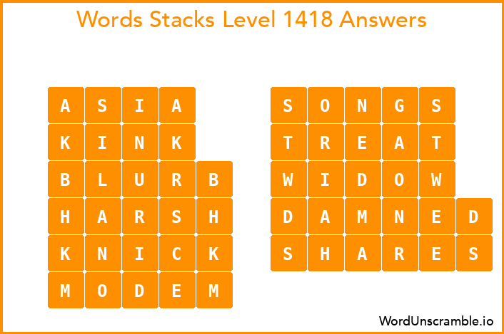 Word Stacks Level 1418 Answers