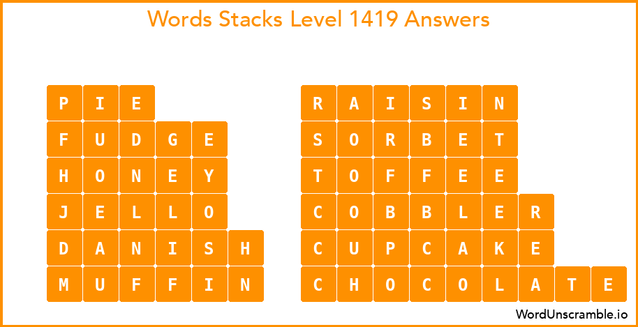 Word Stacks Level 1419 Answers