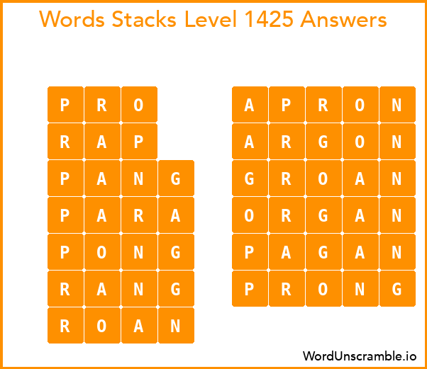 Word Stacks Level 1425 Answers