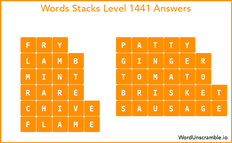 Word Stacks Level 1441 Answers