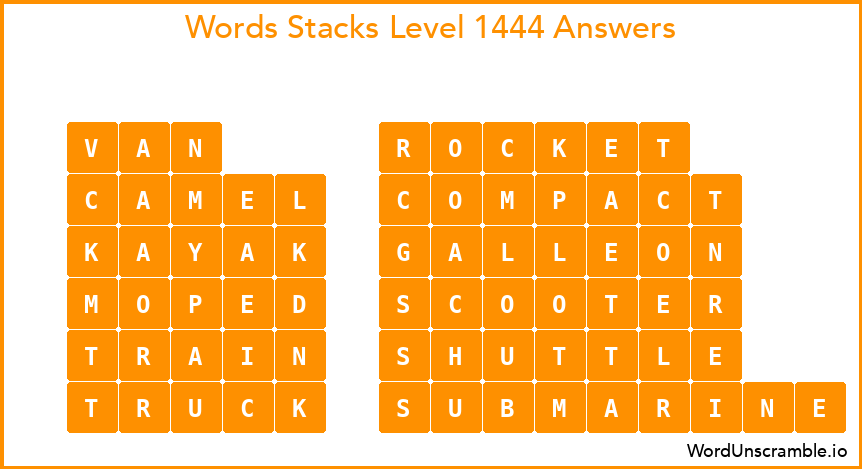 Word Stacks Level 1444 Answers