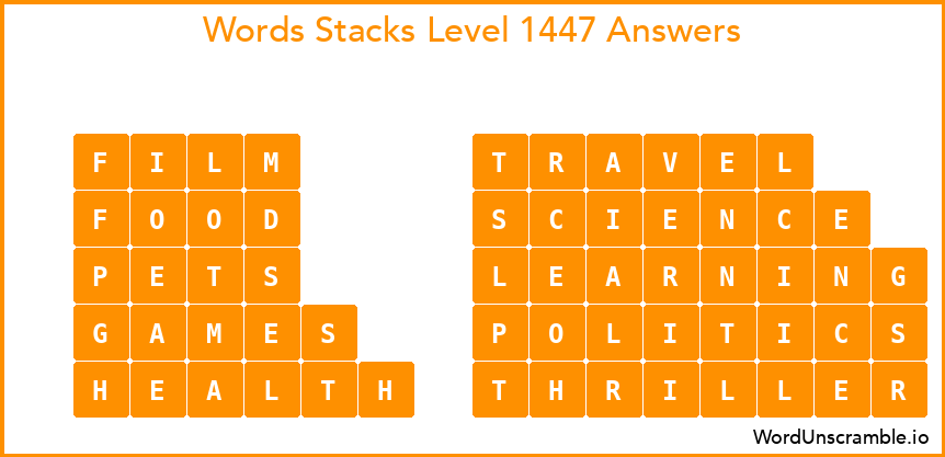 Word Stacks Level 1447 Answers