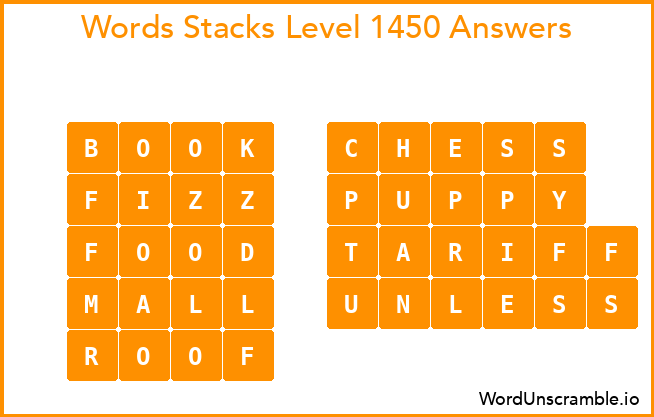 Word Stacks Level 1450 Answers