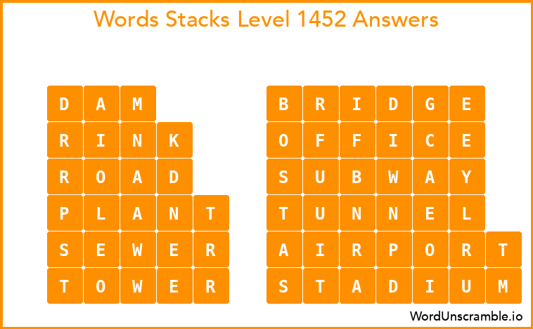 Word Stacks Level 1452 Answers