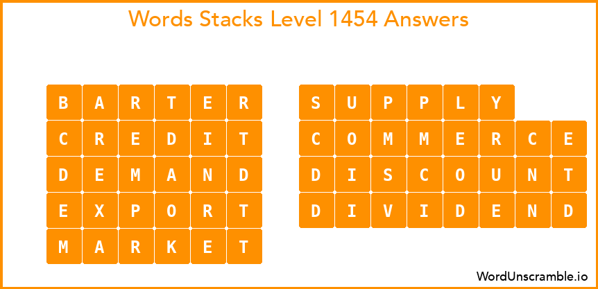 Word Stacks Level 1454 Answers