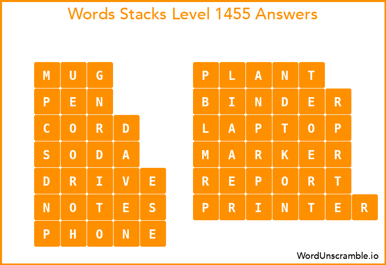 Word Stacks Level 1455 Answers