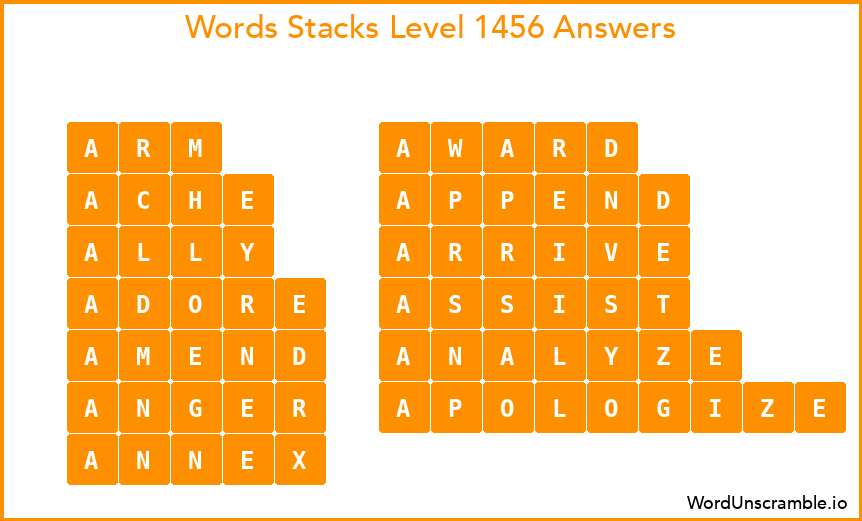 Word Stacks Level 1456 Answers