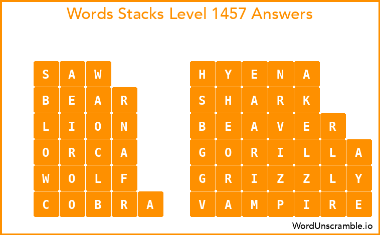 Word Stacks Level 1457 Answers
