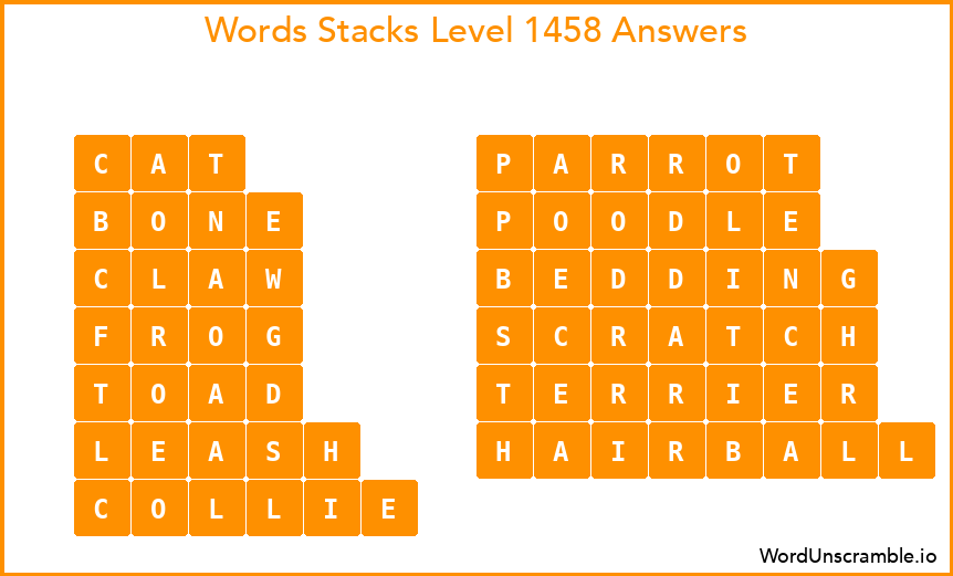 Word Stacks Level 1458 Answers