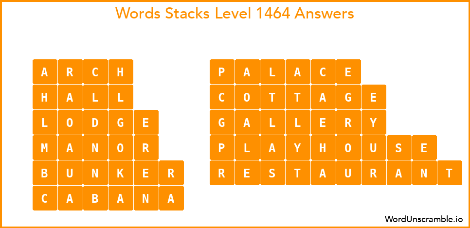Word Stacks Level 1464 Answers