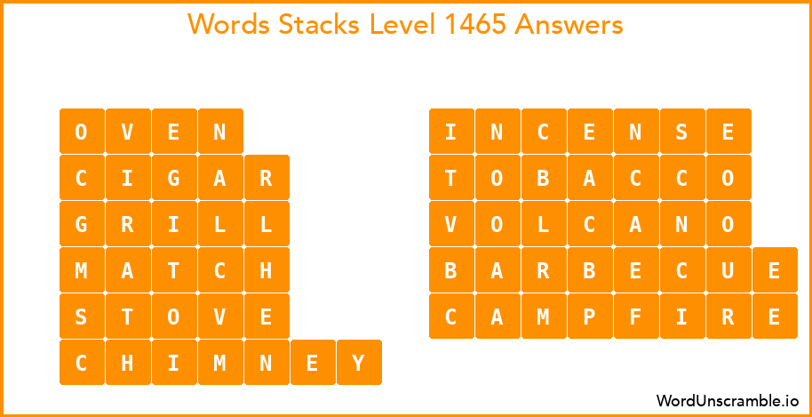 Word Stacks Level 1465 Answers