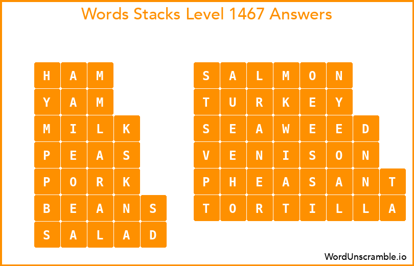 Word Stacks Level 1467 Answers