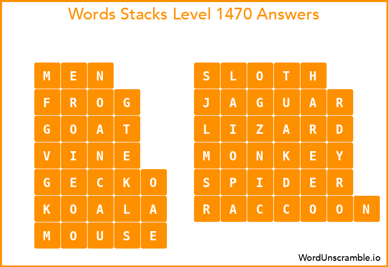Word Stacks Level 1470 Answers