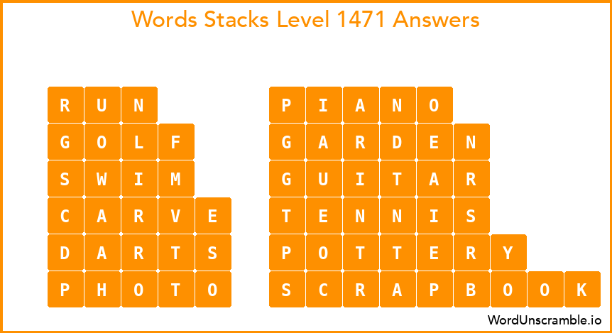 Word Stacks Level 1471 Answers