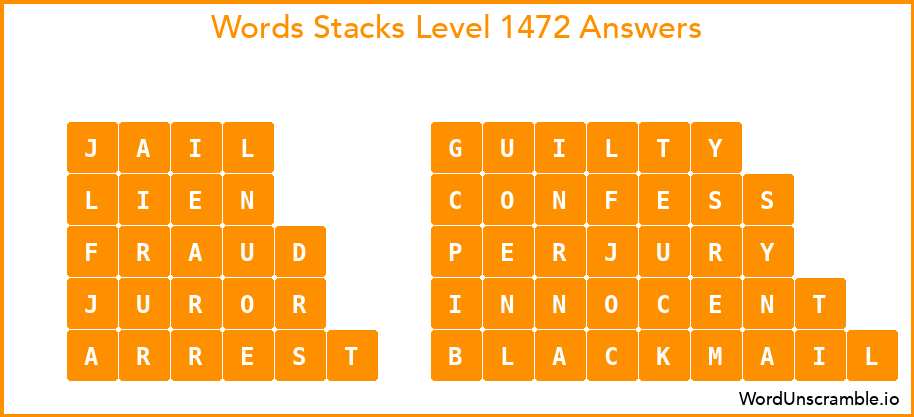 Word Stacks Level 1472 Answers