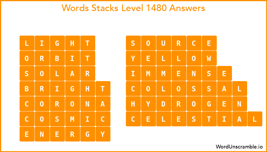 Word Stacks Level 1480 Answers