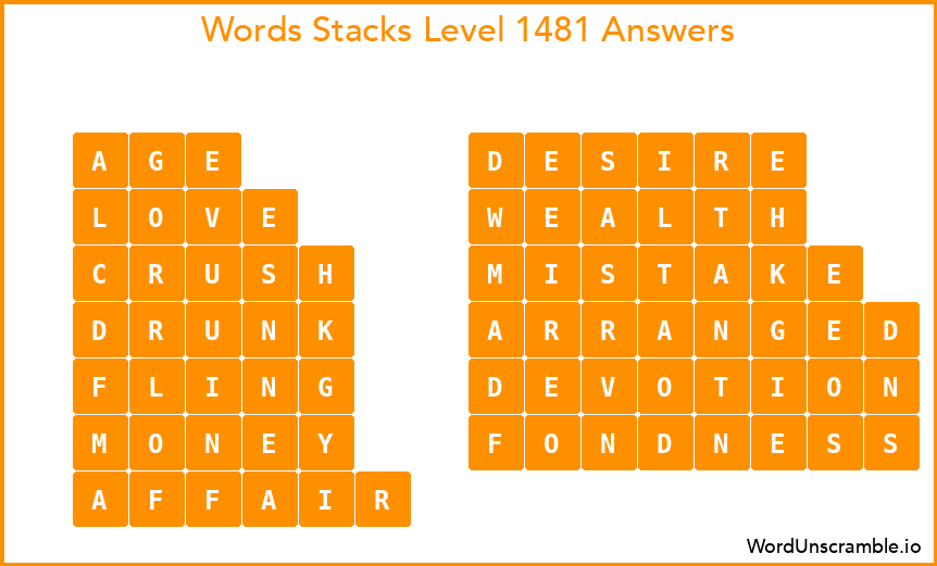 Word Stacks Level 1481 Answers