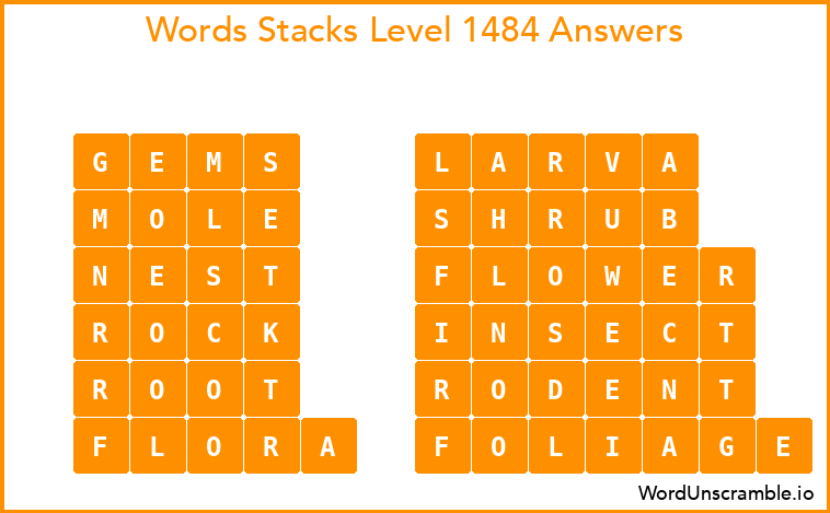 Word Stacks Level 1484 Answers