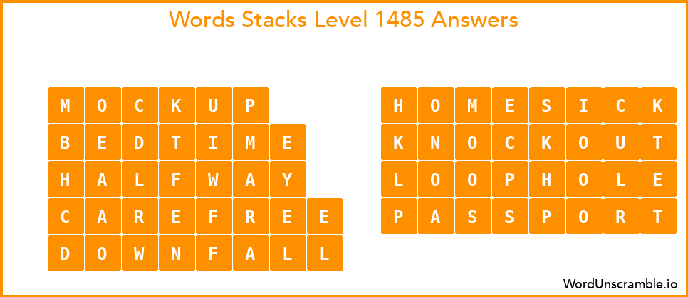 Word Stacks Level 1485 Answers