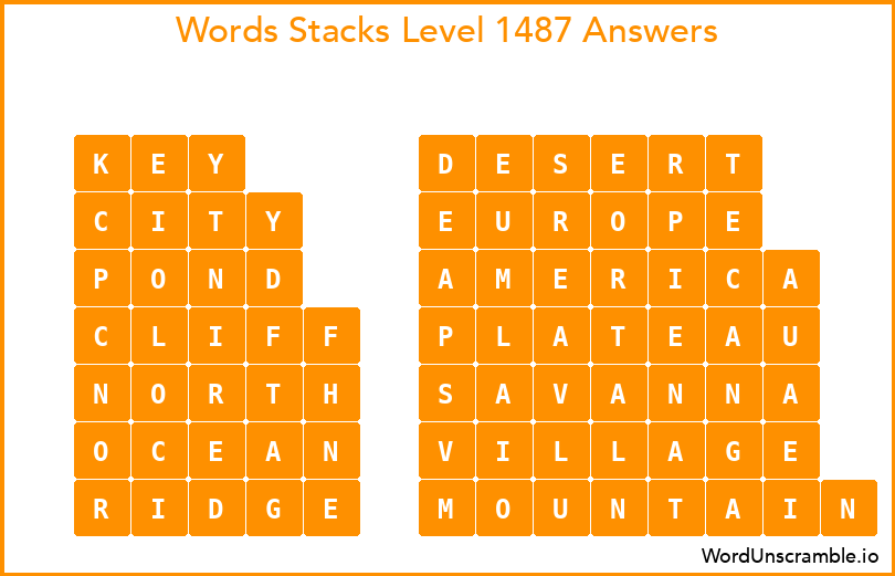 Word Stacks Level 1487 Answers