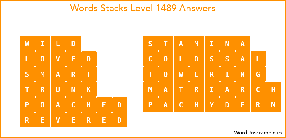 Word Stacks Level 1489 Answers