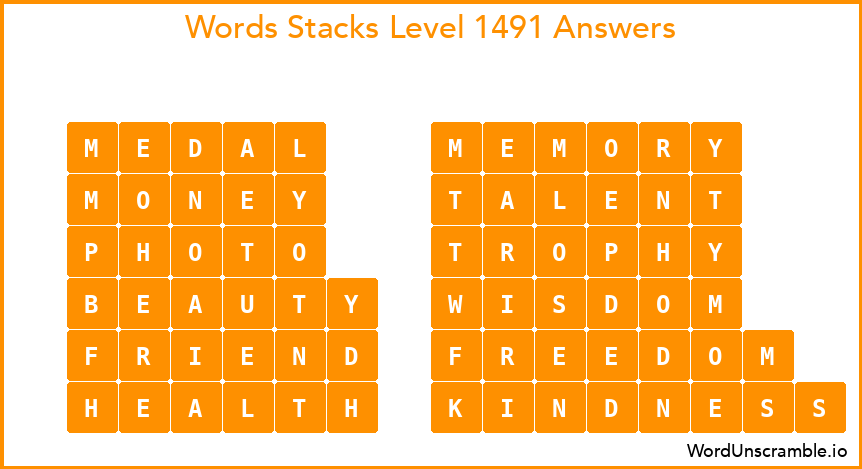 Word Stacks Level 1491 Answers
