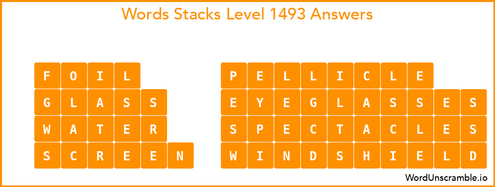 Word Stacks Level 1493 Answers