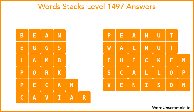 Word Stacks Level 1497 Answers