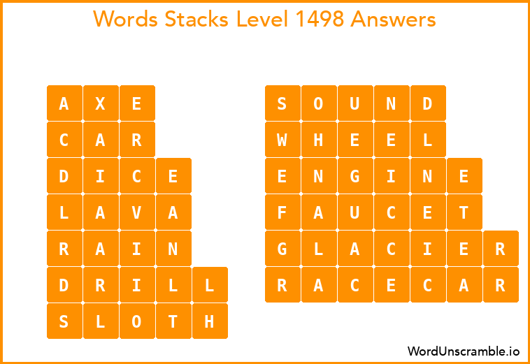 Word Stacks Level 1498 Answers