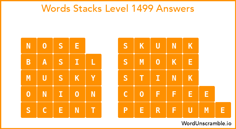 Word Stacks Level 1499 Answers