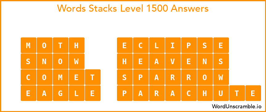 Word Stacks Level 1500 Answers