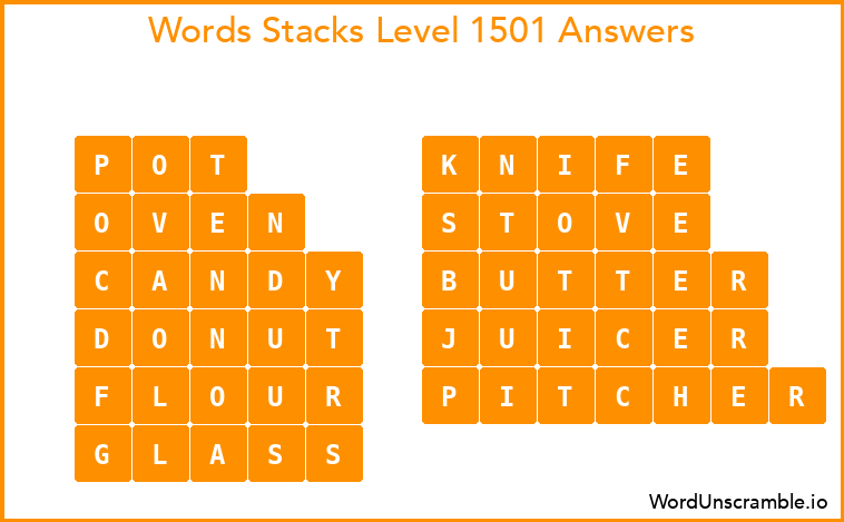 Word Stacks Level 1501 Answers