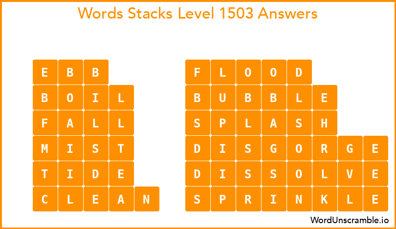 Word Stacks Level 1503 Answers