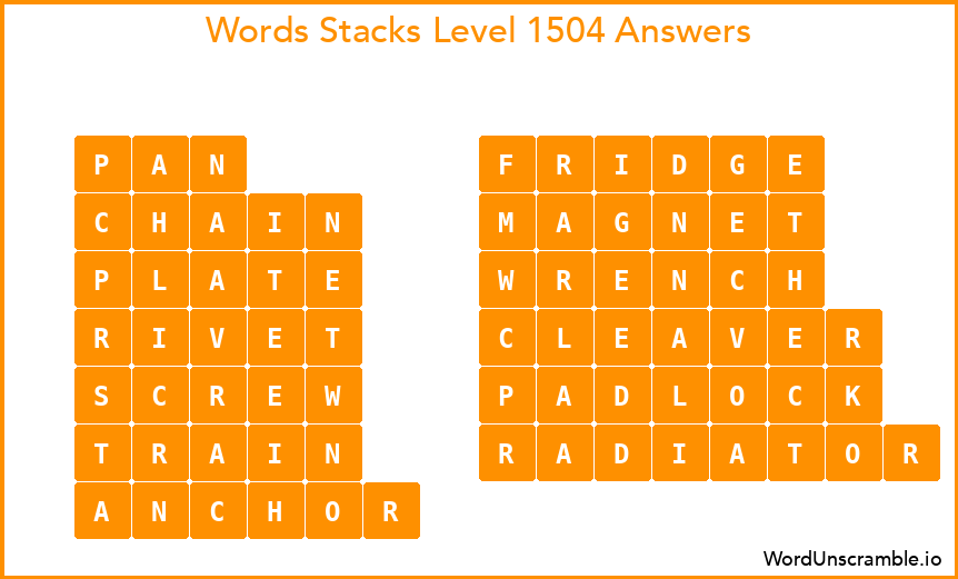 Word Stacks Level 1504 Answers